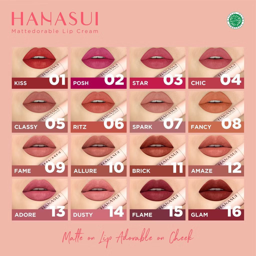 HANASUI  BPOM BOBA Mattedorable Lip Cream Tintdorable Lip Tint | Lip Stain | Lipstick Hanasui | Lips