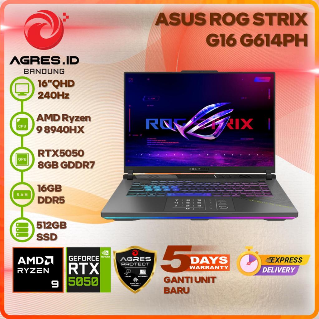 ASUS ROG STRIX G16 G614PH RYZEN 9 8940HX RTX5050 16GB 512GB 16" QHD IPS 240HZ