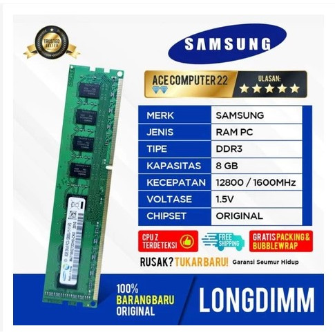 SAMSUNG LONGDIMM DDR3 8GB PC 12800