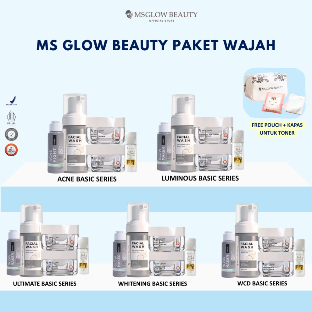 MS GLOW BEAUTY - Paket Wajah All Skincare Reguler Series Melembapkan Mencerahkan Semua Kulit | WHITE