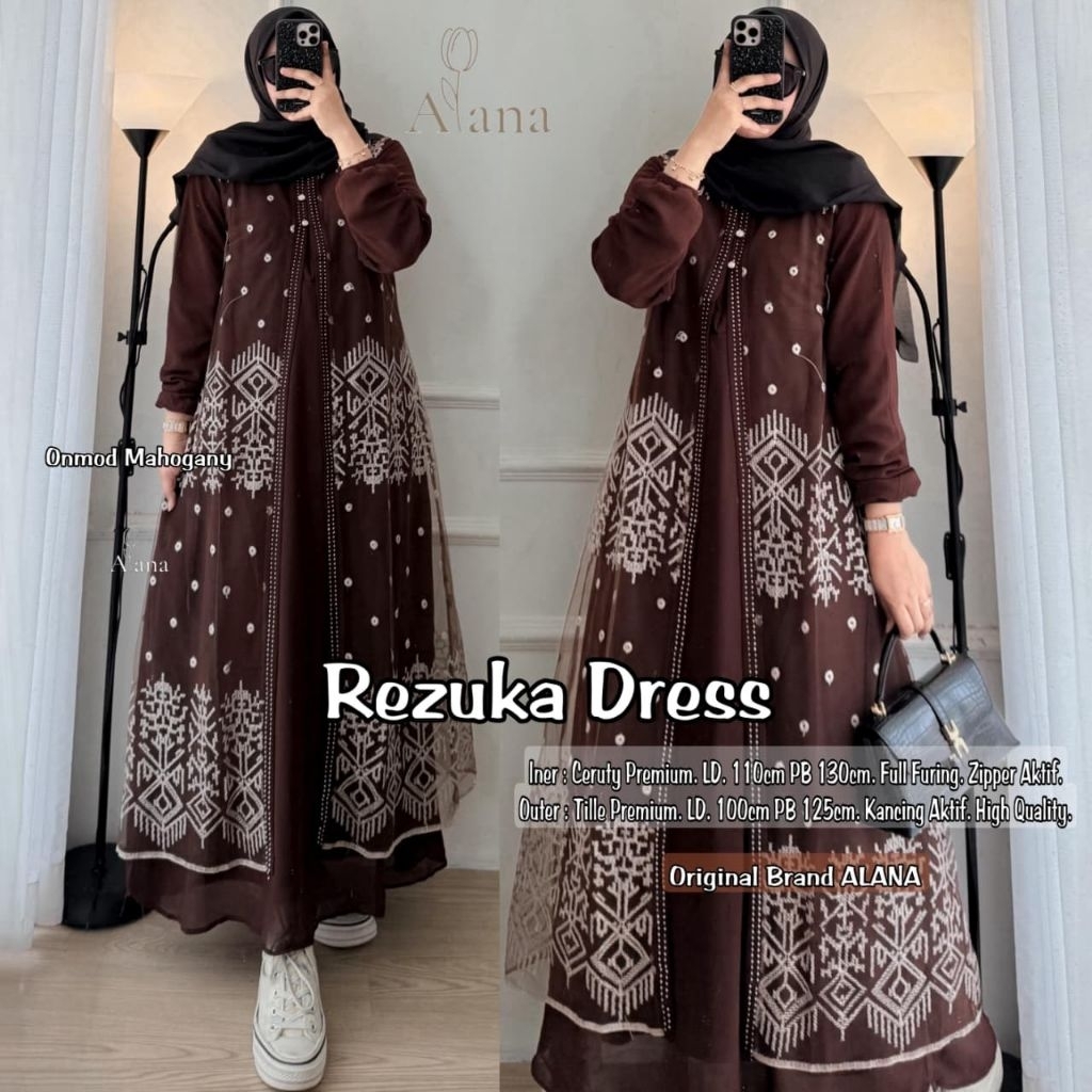 Alana -Rezuka Dress Wanita Ceruty X Tille Premium FullFuring • Zipper Kancing Aktif