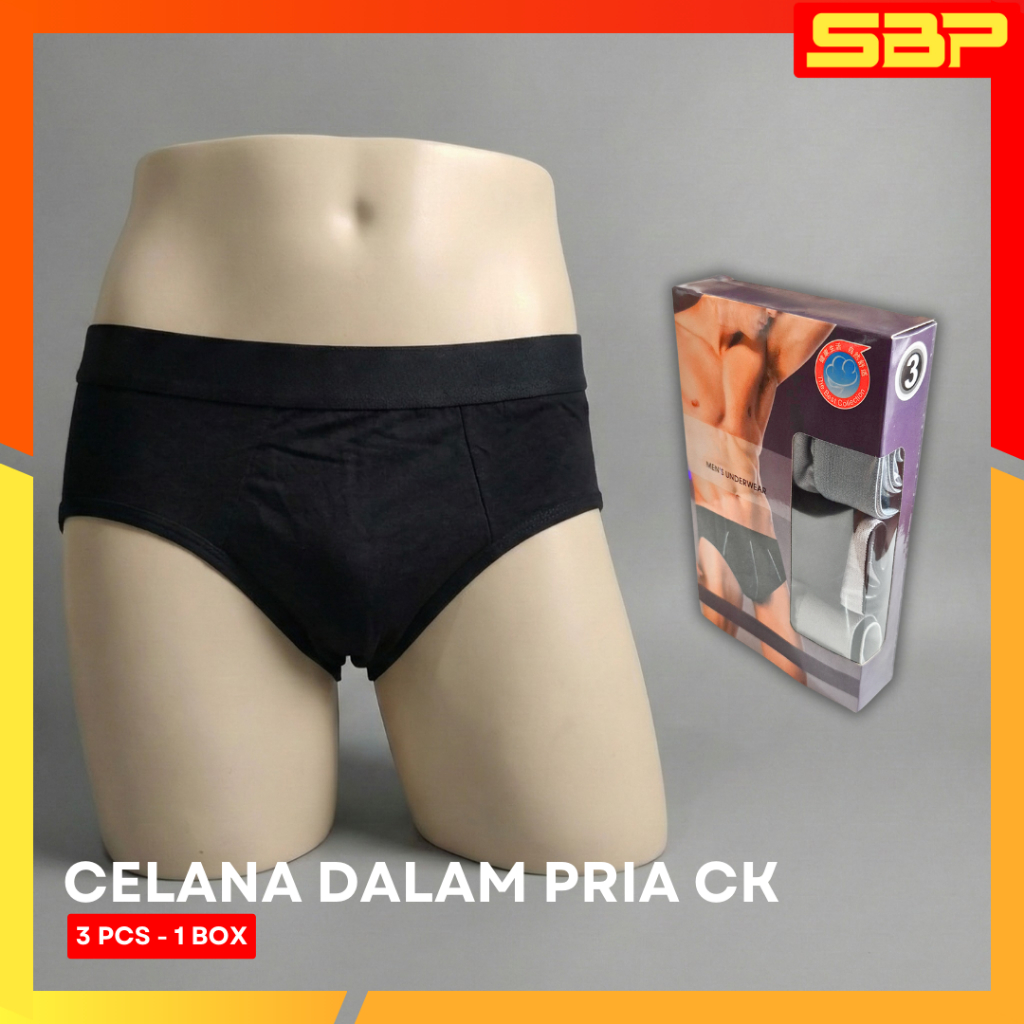Celana Dalam Pria CK - 1 Box Isi 3 Pcs - Lembut, Elastis, Nyaman & Breathable - Ukuran L/XL