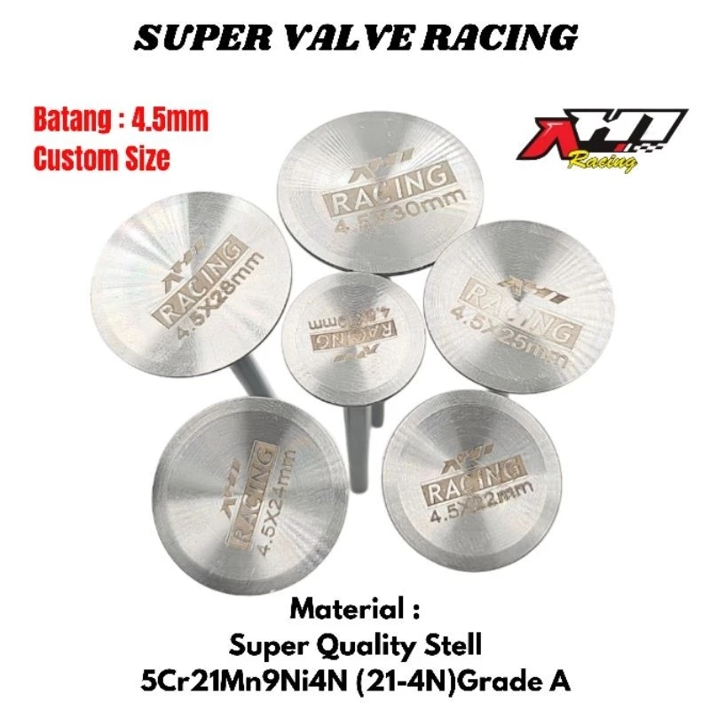 Payung Klep Mentah Racing Batang 4,5mm Panjang 100mm AH1 Racing Ukuran 20mm - 35mm