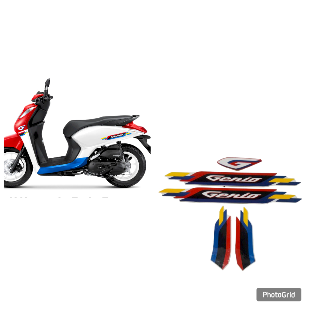 stiker motor honda genio 110 2025 cbs putih merah