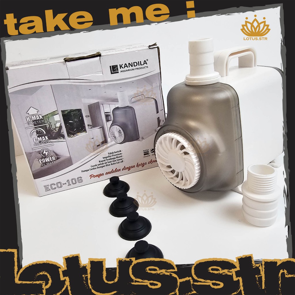 Pompa Celup Aquarium KANDILA ECO-106 Power 45 Watt 3 Meter Putih Tidak Berisik Impeller Premium untu