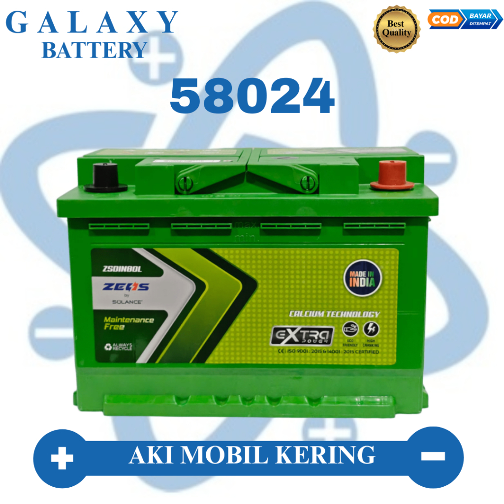 Aki Mobil Din 58024 Zeus Aki Kering