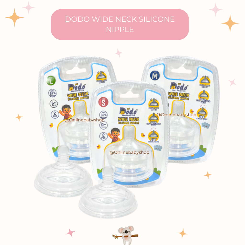 Dodo Wide Neck Silicone Nipple (Nipple/dot untuk botol leher lebar/wide neck bottle 4 oz & 8oz)
