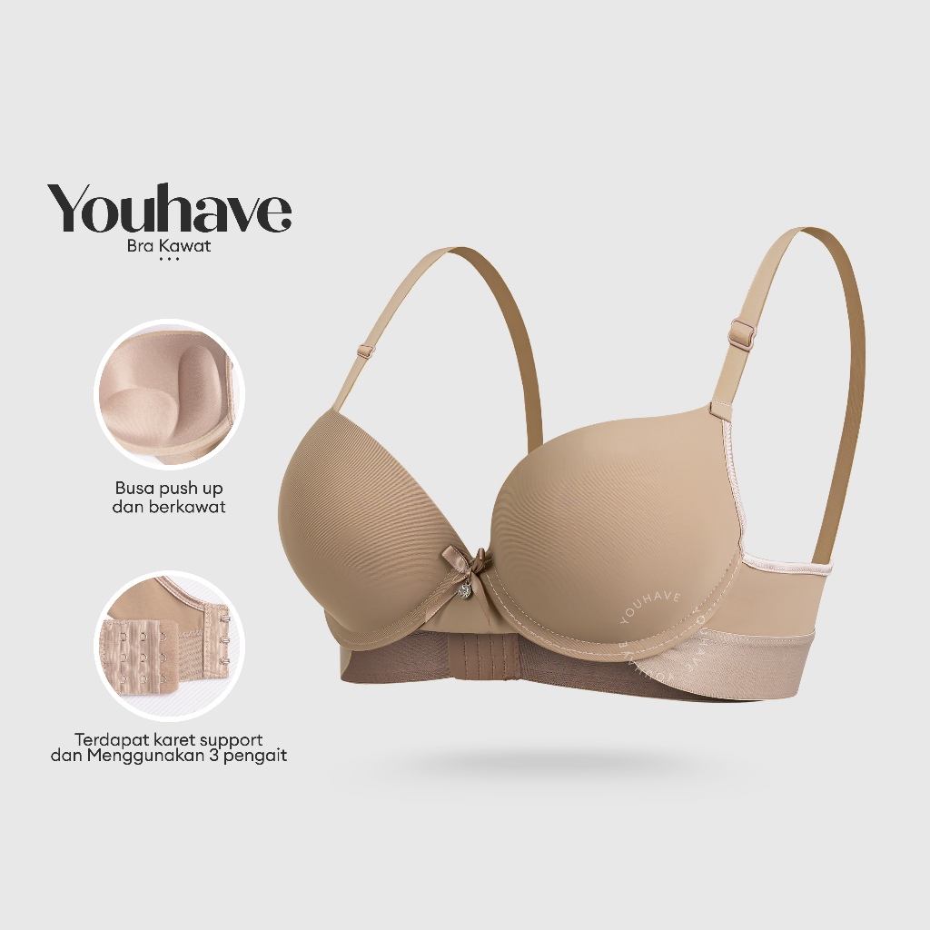 YOUHAVE BH Bra Kawat Push Up Bra Cup AB Busa Tebal Beha Women Bra Penyangga Lingkar Karet Besar Nyam