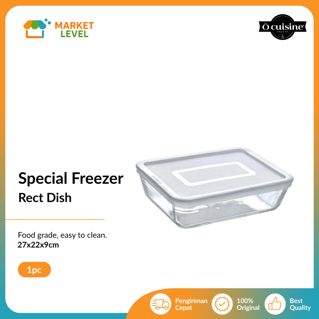 Ocuisine Rectangular Dish With Plastic Lid 27X22X9Cm 4L (Special Freezer)