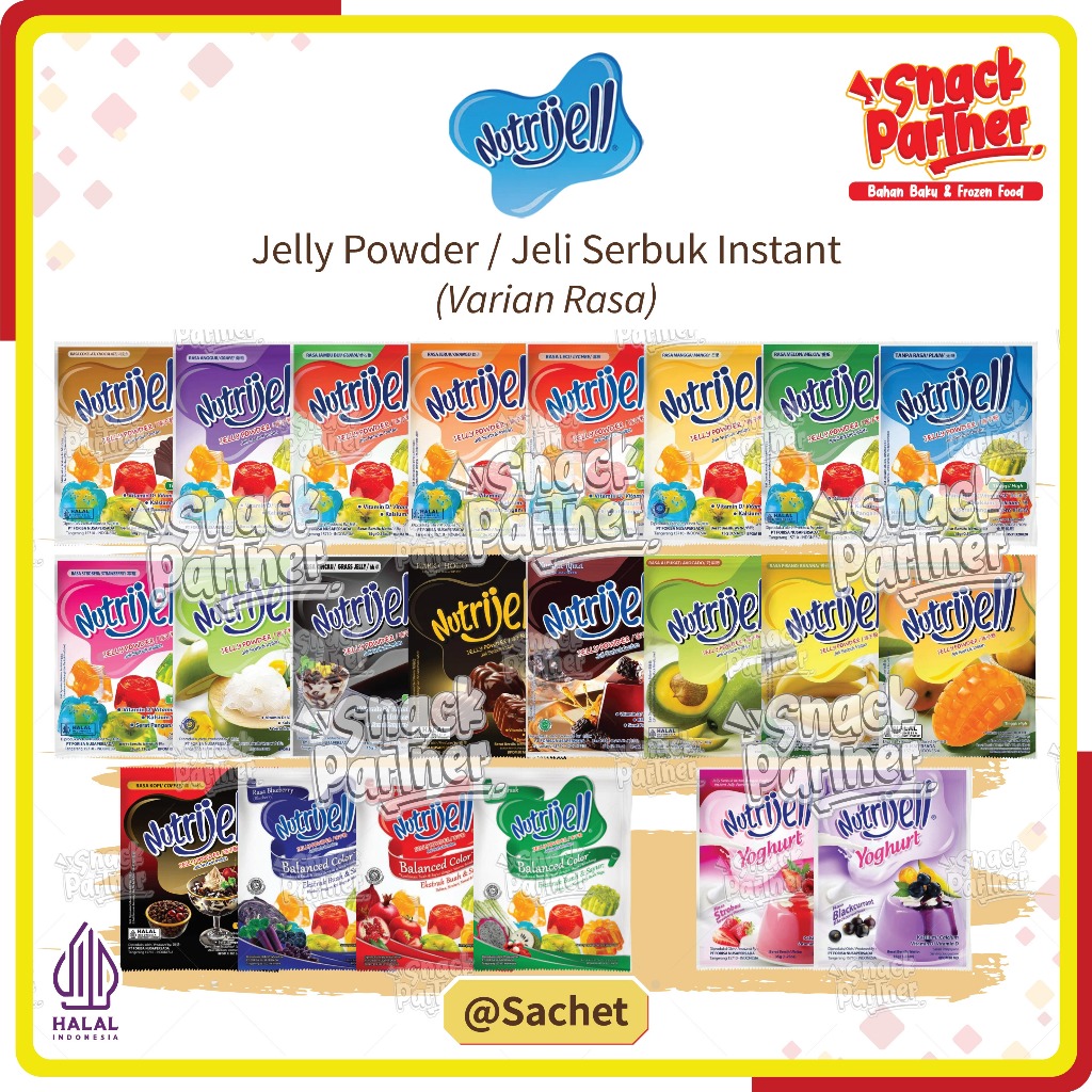 NUTRIJELL REGULER 1 SACHET - Nutrijel Bubuk Jelly Jeli Pudding Puding Coklat Anggur Plain Jeruk Leci