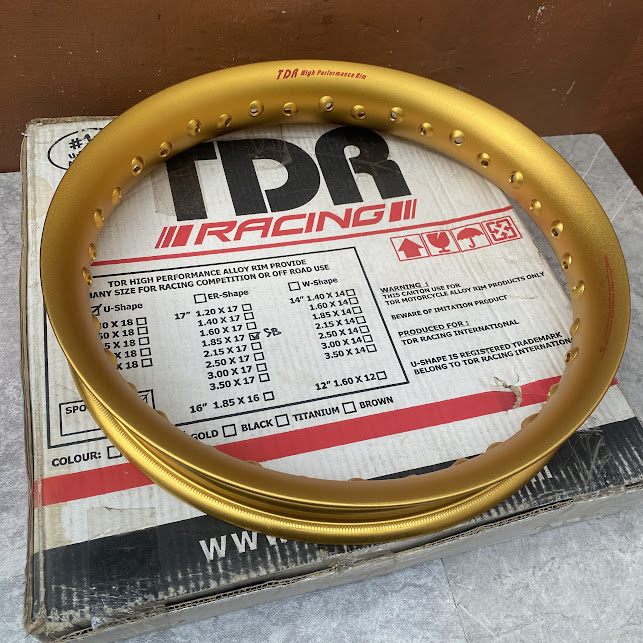Rim Velg TDR racing 160 185 215 Ring 17 Hole 36 U Shape Warna Gold Velg Jari Setengah Lingkaran