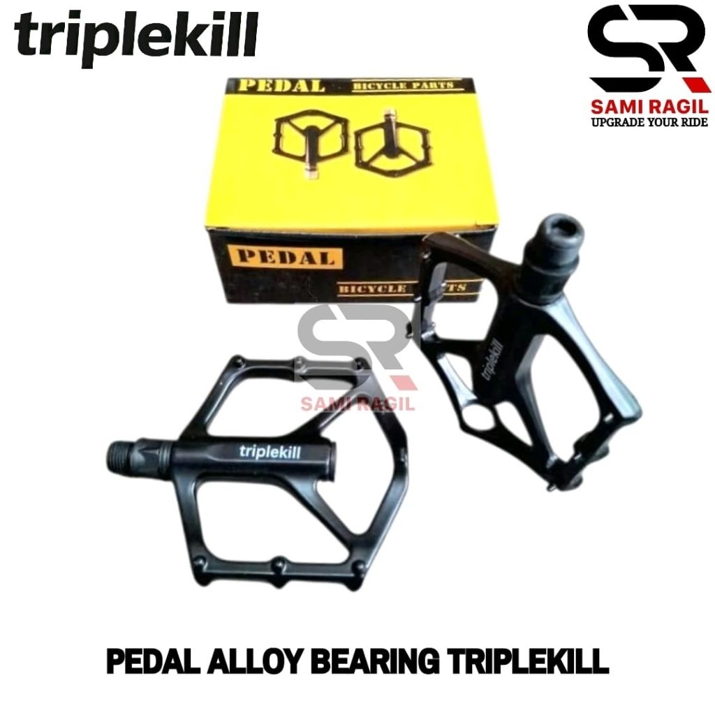 PEDAL SEPEDA TRIPLEKILL ALLOY BEARING HITAM MTB SELI LIPAT FEDERAL FIXIE BALAP ROAD BIKE ALOY ALUMUN
