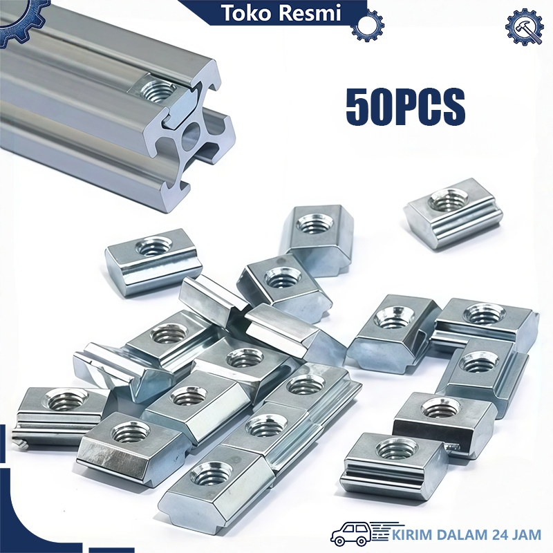 50Pcs M5 T Sliding Nut For Aluminum Profile/T Sliding Nut Zin-Plated Carbon Steel