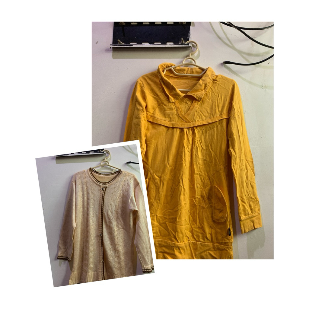 blus preloved CL jumbo atasan kemeja kaos coklat cream kuning mustard Sisters
