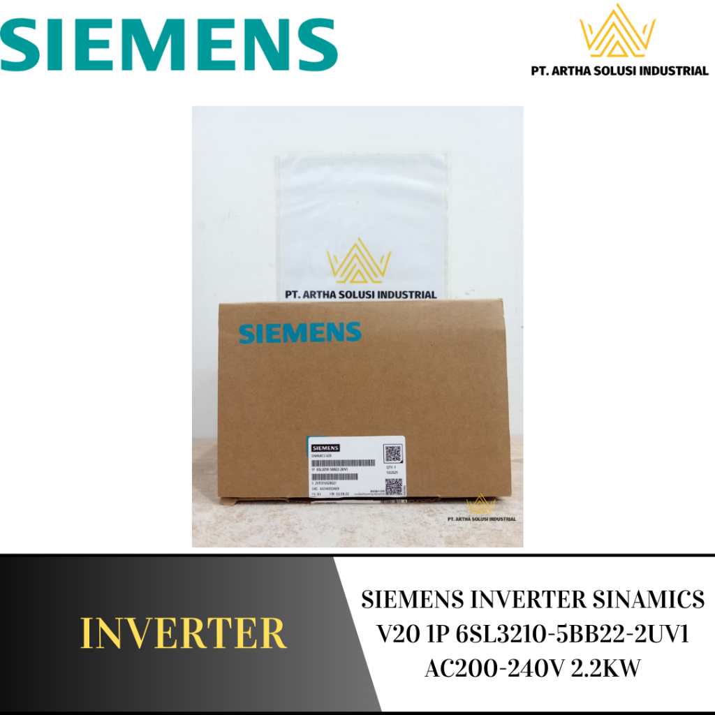 SIEMENS INVERTER SINAMICS V20 1P 6SL3210-5BB22-2UV1 AC200-240V 2.2KW