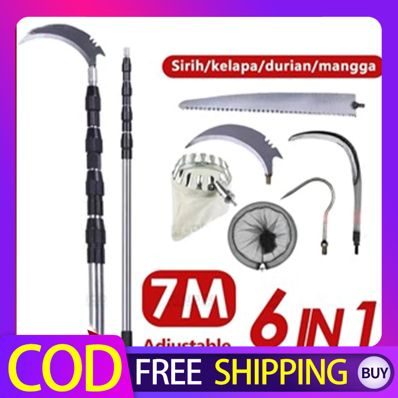 6 in1 6M Tongkat Panjang Untuk Petik Buah /metal fruit picker /galah pemetik buah 10 meter/tongkat p