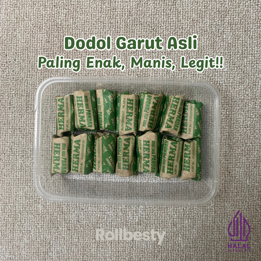 Dodol Garut Asli Rollbesty Rasa Pandan 250gram Makanan Manis Legit Halal Oleh-oleh Khas Garut