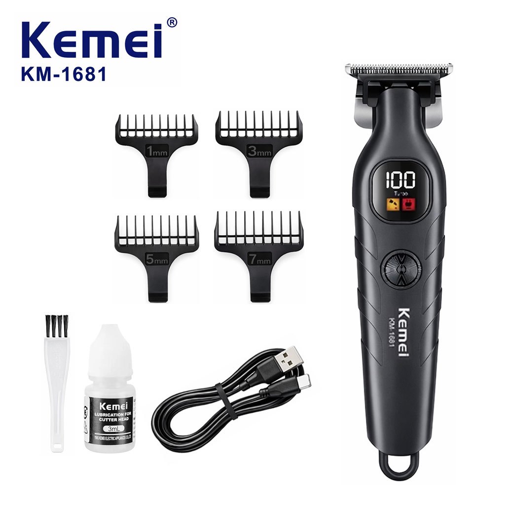 Kemei KM 1681 Alat Cukur Pangkas Rambut Pria Electric Rechargeable Lengkap