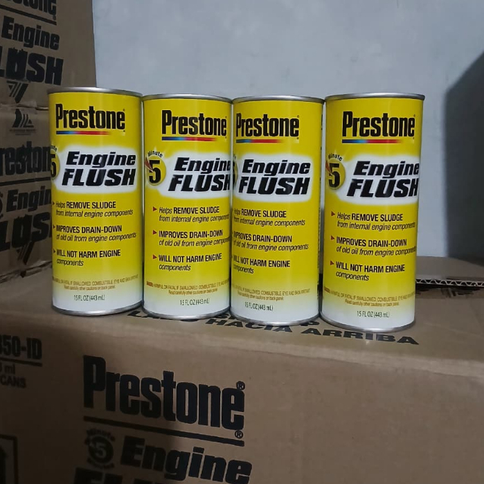 [Paket 1 Dus isi 24 Pcs] Prestone Engine Flush 5 Minute 443ml, Pembilas Oli Mesin ORIGINAL