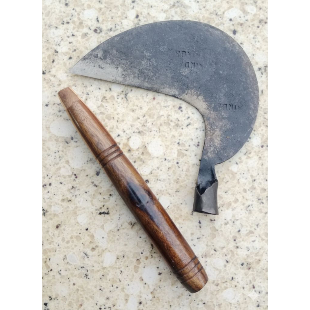 Arit BONIN Hitam Original - [ Belum Asah ] Sabit Rumput Baja Gergaji Super Premium