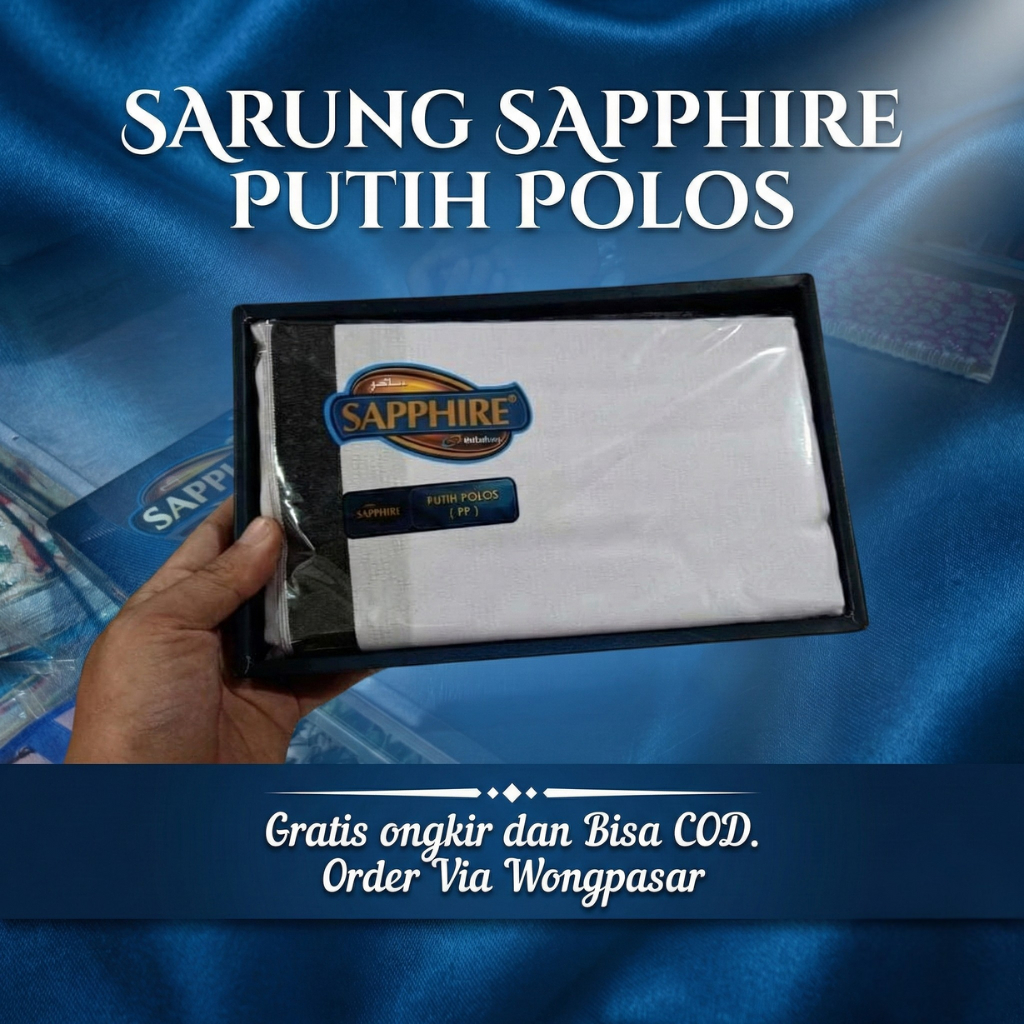 SARUNG SAPPHIRE PUTIH POLOS