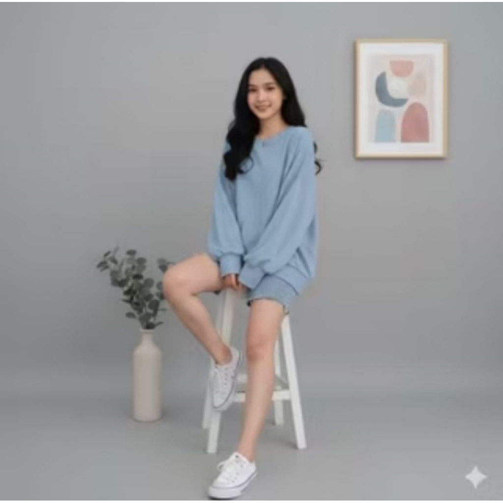 PRELOVED SWEETER OVERSIZE BASIC DENIM