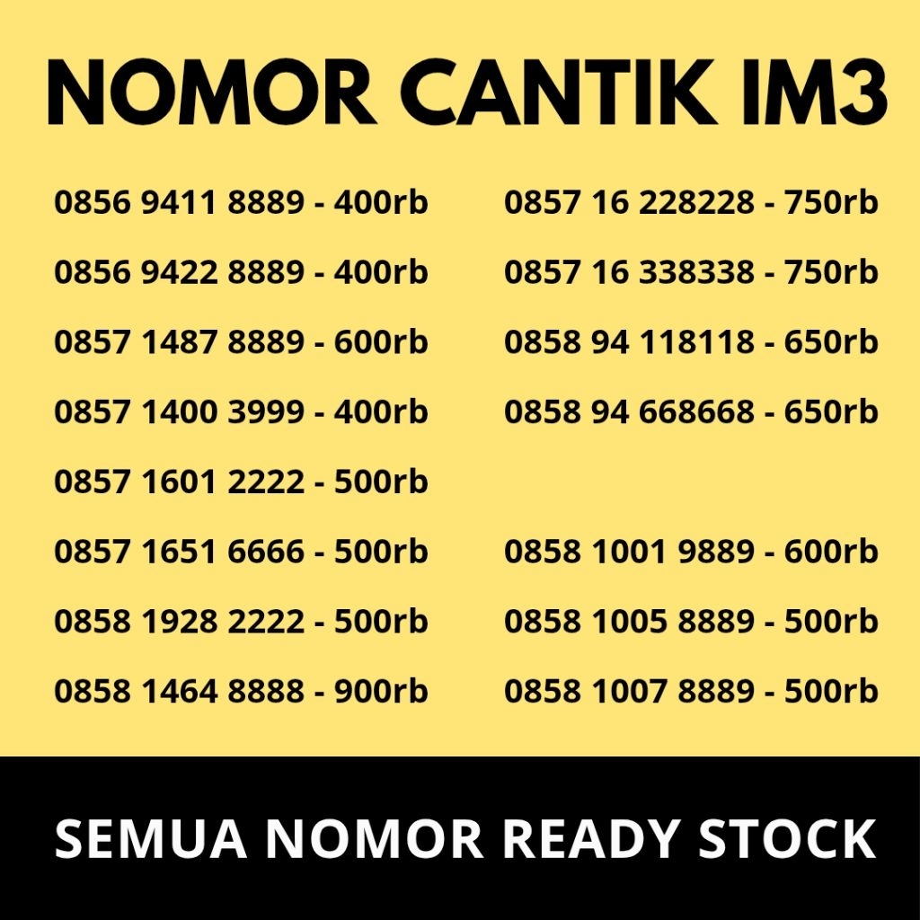 Kartu Perdana Indosat Cantik - Nomor Cantik  Indosat 1111 / 2222 / 5555  / 6666 / 7777 /  8888 / 999