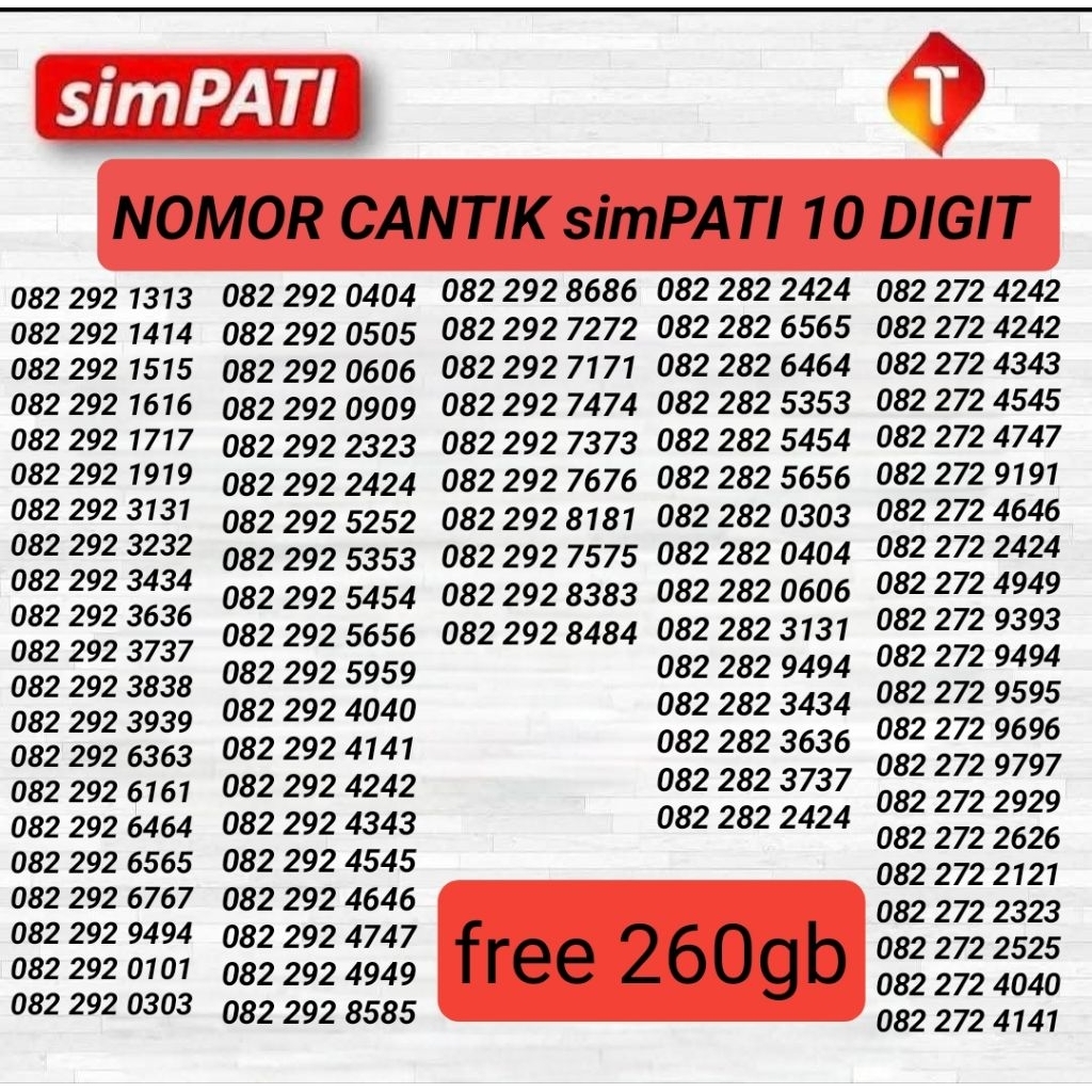 NOMOR CANTIK TELKOMSEL 10 DIGIT ABAB - NOMOR CANTIK SIMPATI 10 DIGIT