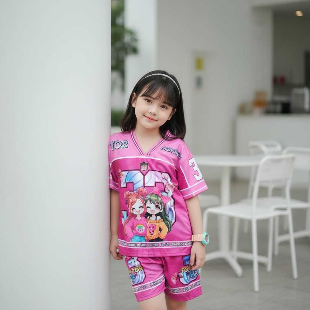 Setelan anak perempuan terbaru warna pink bahan milano bikin nyaman tersedia di usia 1 sampai 7 tahu
