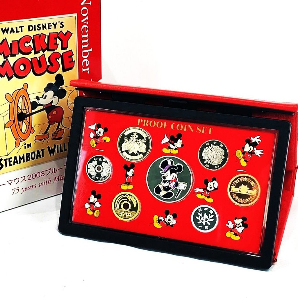 Koin Perak Jepang Proof Mickey Mouse Coloured 20 gram (Set dengan koin Aluminium, Brass, Bronze dan 