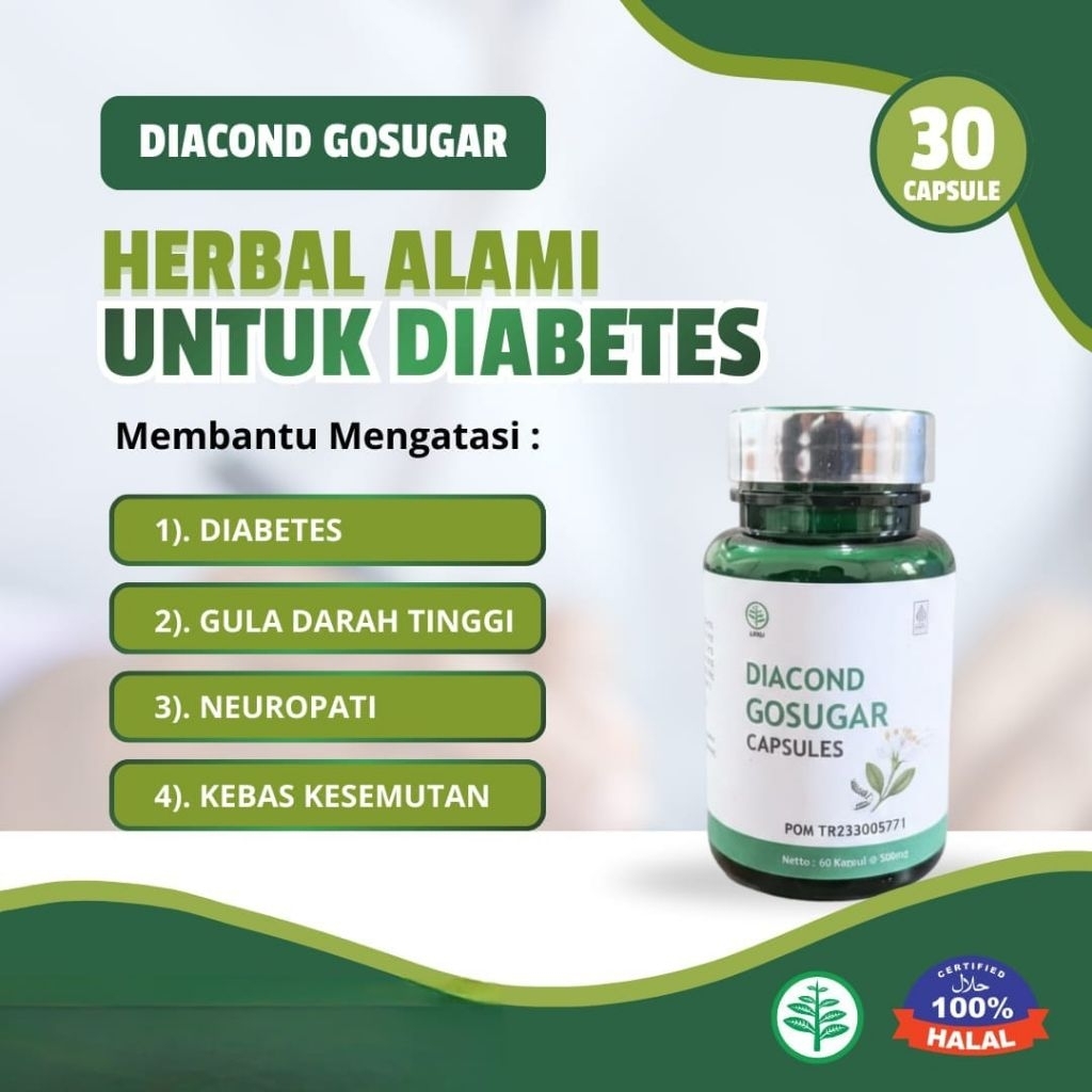 (1 Botol) Gosugar DIABETPLUS Kapsul Susu Labu Cina Original Herbal Cina Atasi Diabetes Kencing Manis