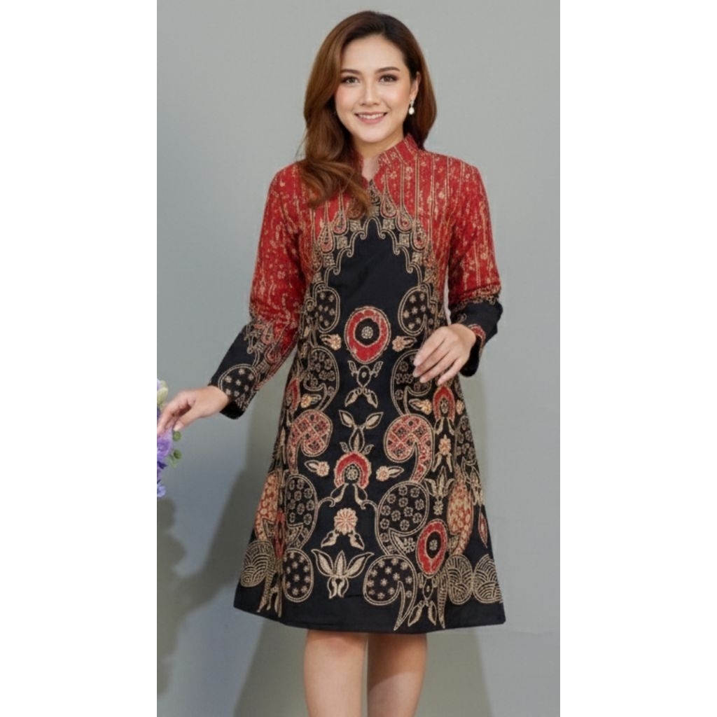 Baju Atasan Wanita Terbaru Tunik Batik Model Terbaru Mewah Dan Elegan // DRESS BATIK | Cocok Untuk K