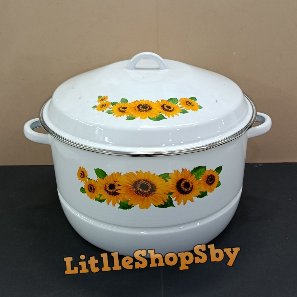 Panci Jumbo Besar Enamel 40cm Motif Bunga