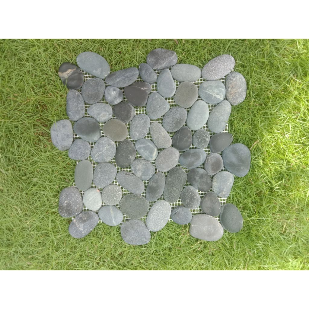 Batu Alam Mosaik Interlock PP Hitam Mozaik Lantai & Dinding Premium