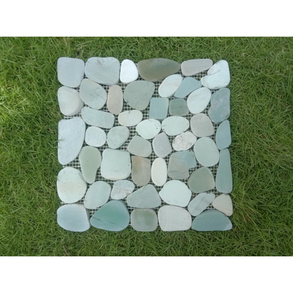 [PREMIUM] Batu Alam Slash Hijau - Mozaik Batu Kali Estetik untuk Dinding & Lantai