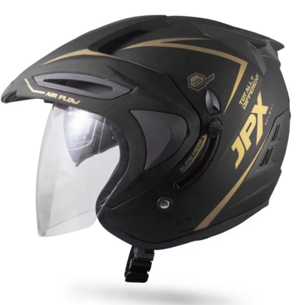 Helm JPX HalfFace Hitam Emas
