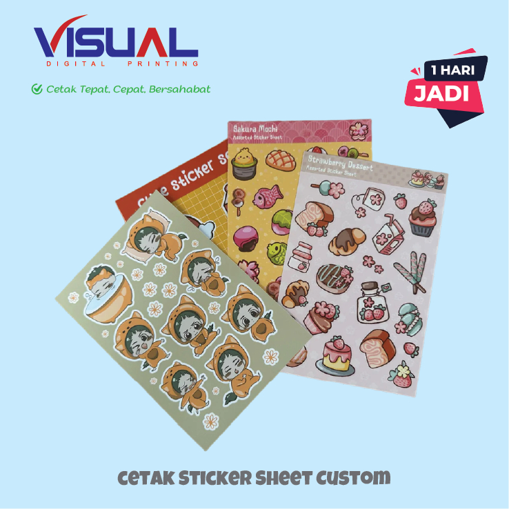 Cetak Sticker Sheet Custom Kisscut Vinyl A6/A5