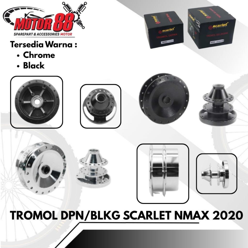 Tromol Trombol Hub Depan Belakang Scarlet Nmax New