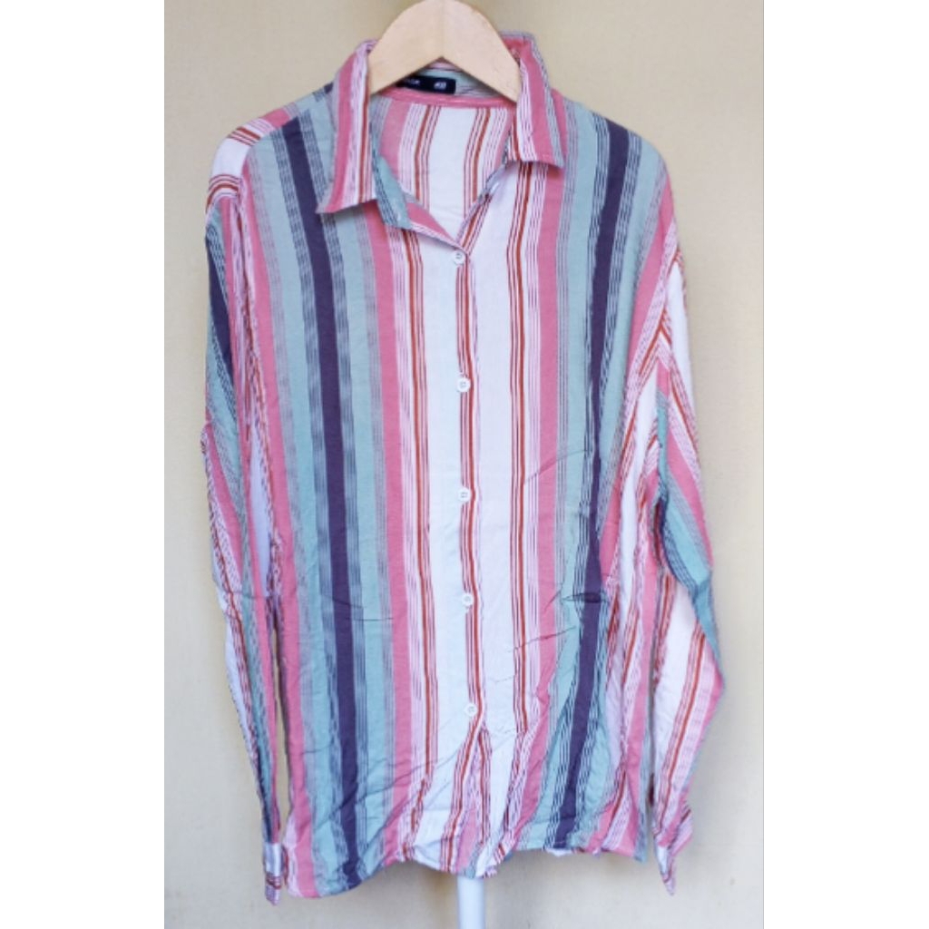 177. kemeja rayon salur wanita h&m