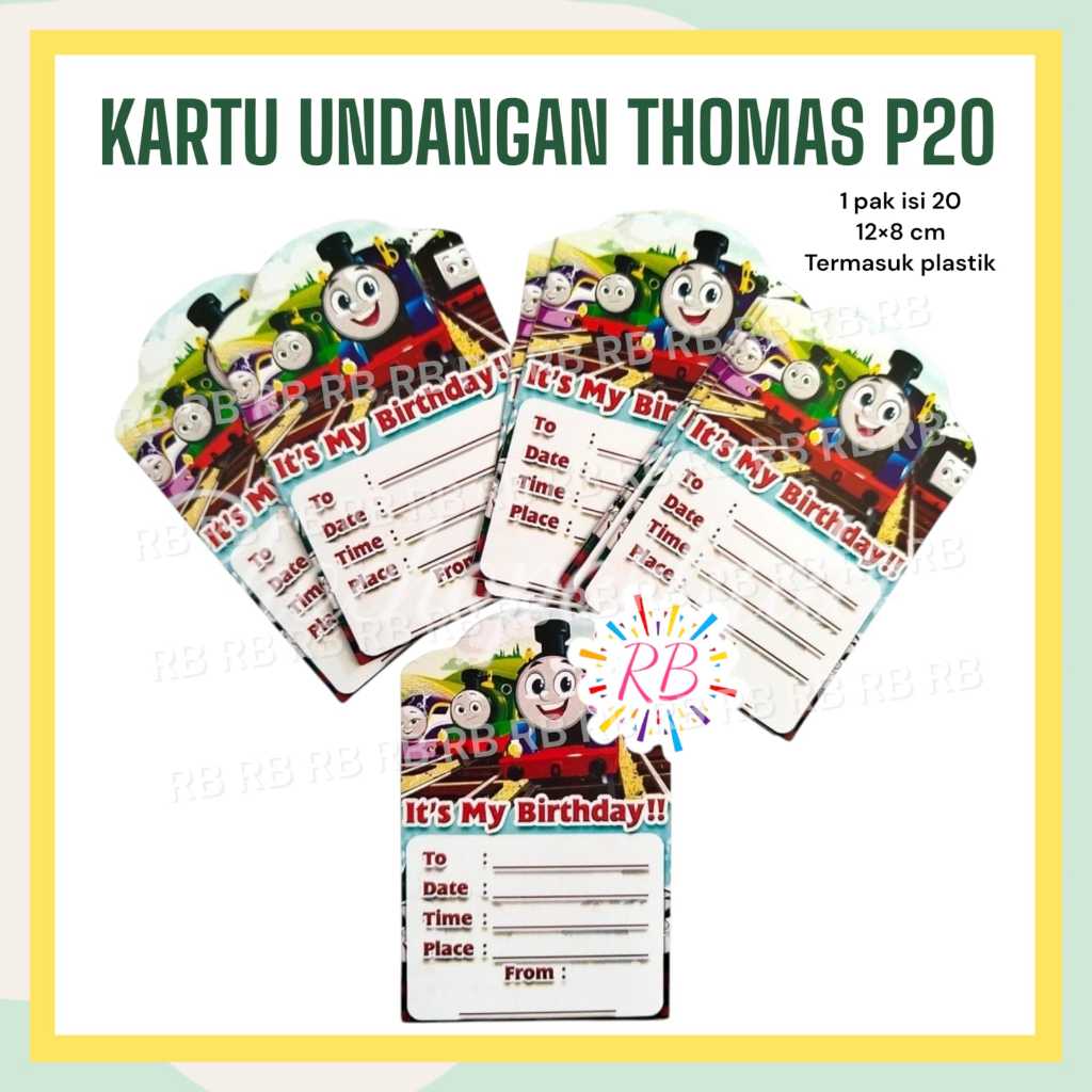 Kartu Undangan Ulang Tahun THOMAS P20 Isi 20 pc / Kartu Undangan Ultah Anak Thomas