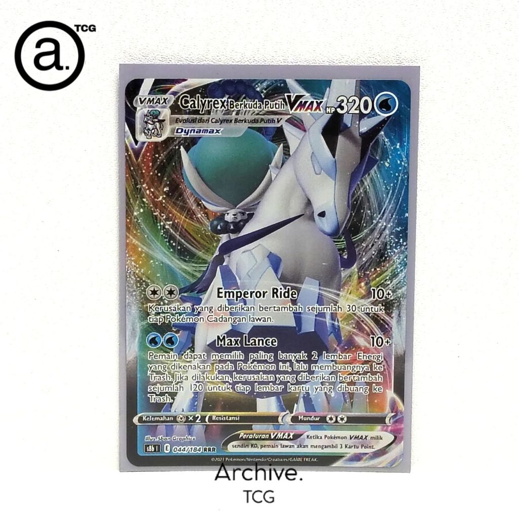 Calyrex Berkuda Putih Vmax (044/184) Pokemon Indonesia ~ VMAX Klimaks S8B