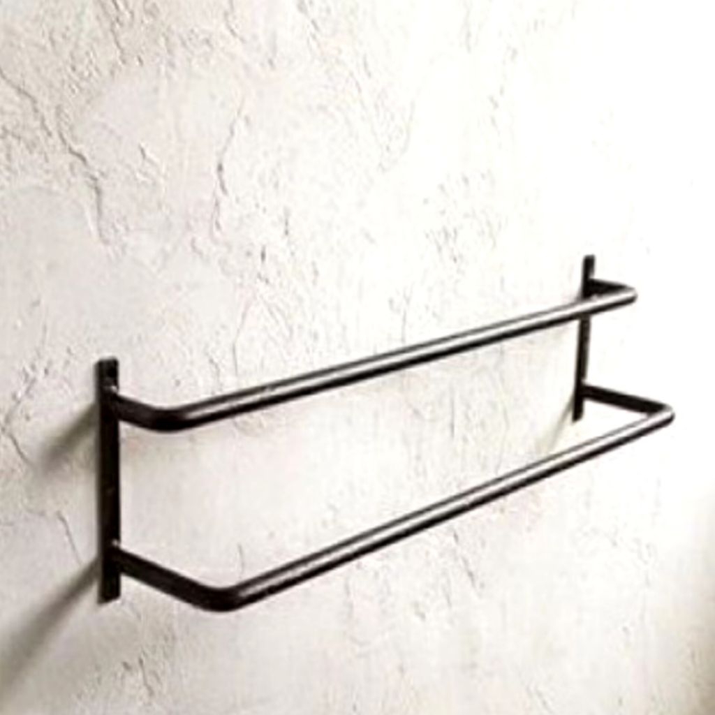 Gantungan Handuk, Rak Handuk Tempel Dinding Besi Tebal 8mm - 2 Susun 50cm