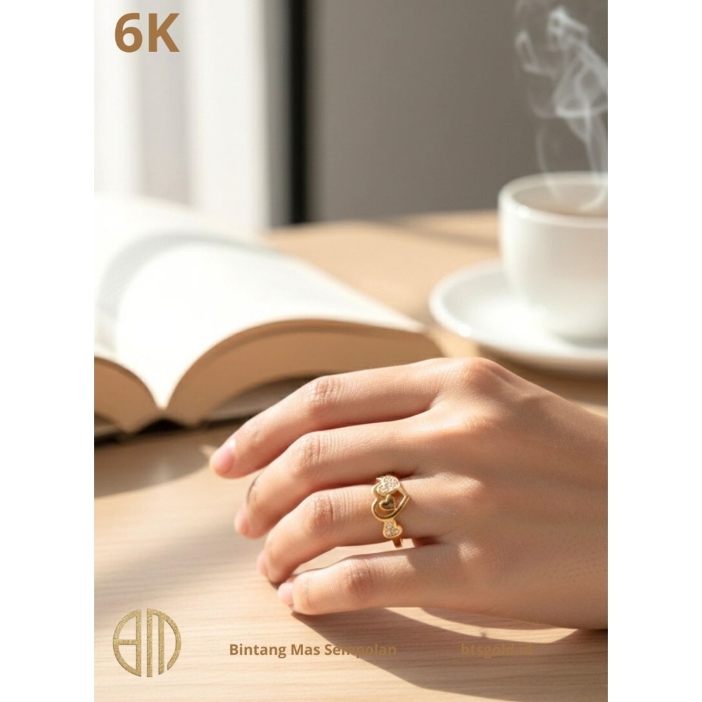 Cincin Love Permata Putih Emas Asli