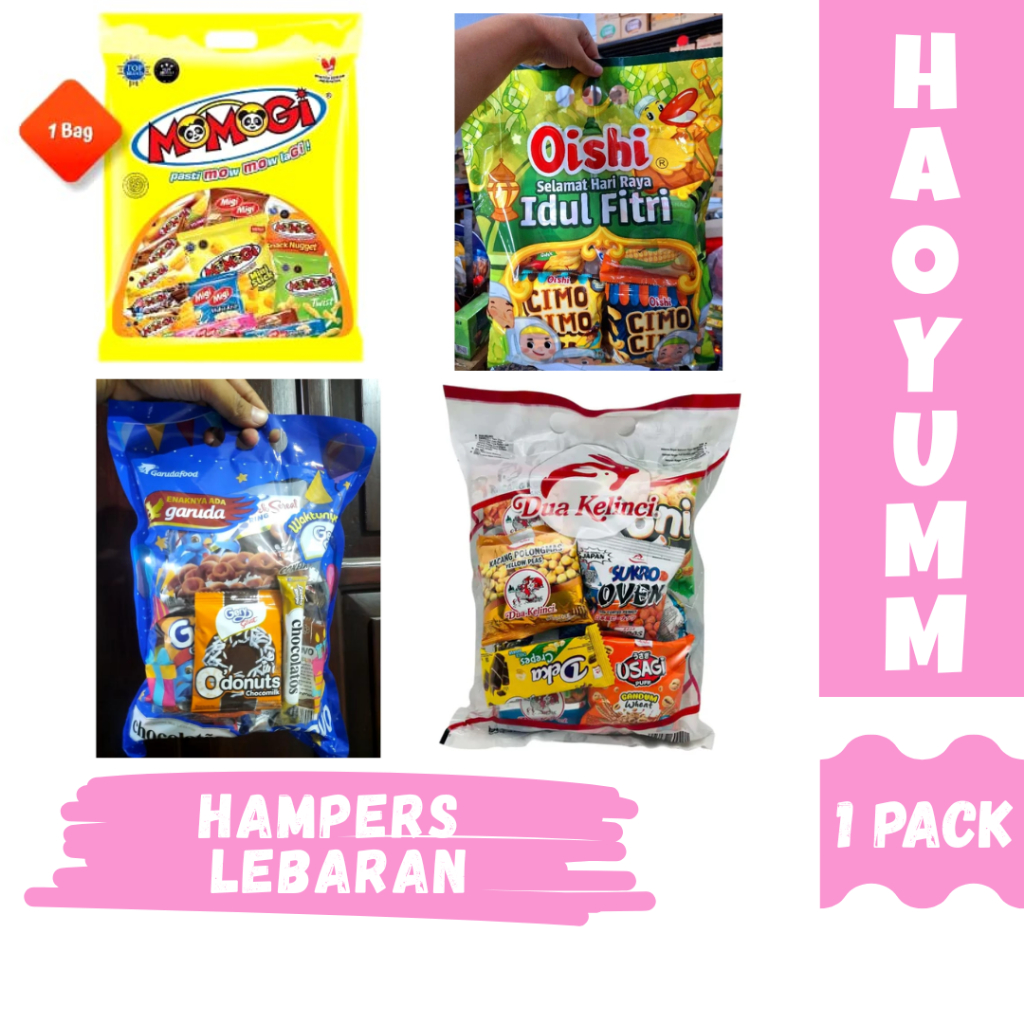 HAMPERS LEBARAN EDISI OISHI DUA KELINCI GERY MOMOGI TANGO IDUL FITRI PACK hampers oishi murah meriah