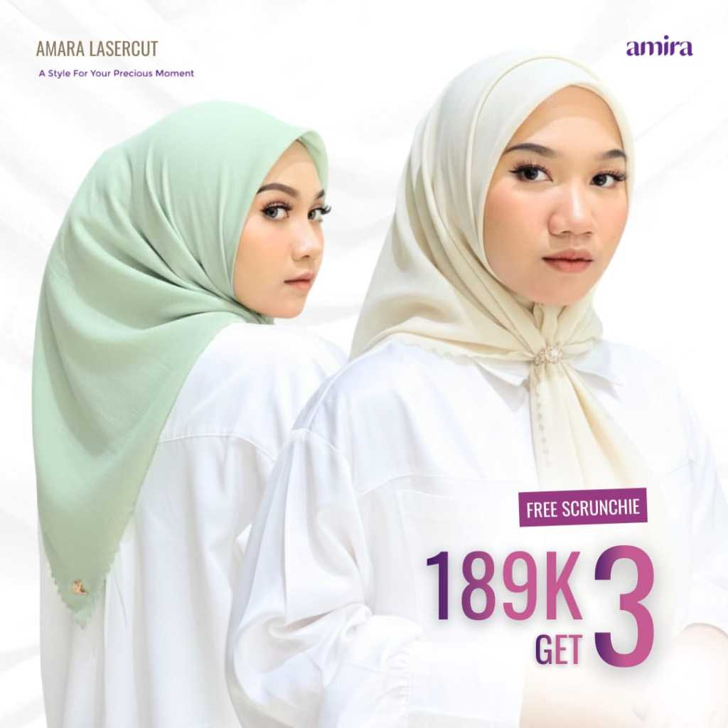 Amira - AMARA LC Arabian Voal Square Hijab Segiempat Polos Kerudung Premium