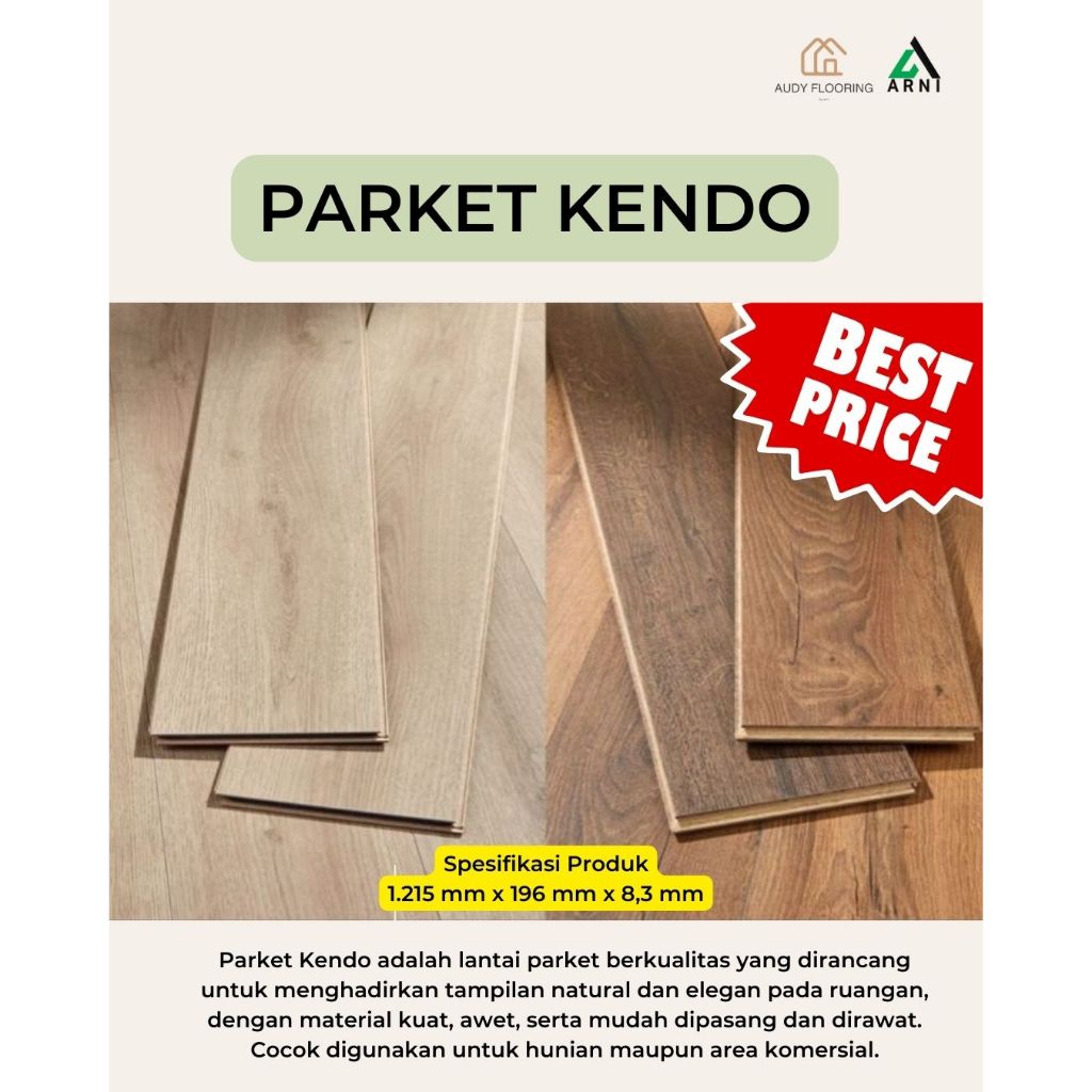 Parket Lantai Kendo tebal 8,3mm | Motif Kayu | Dekorasi lantai