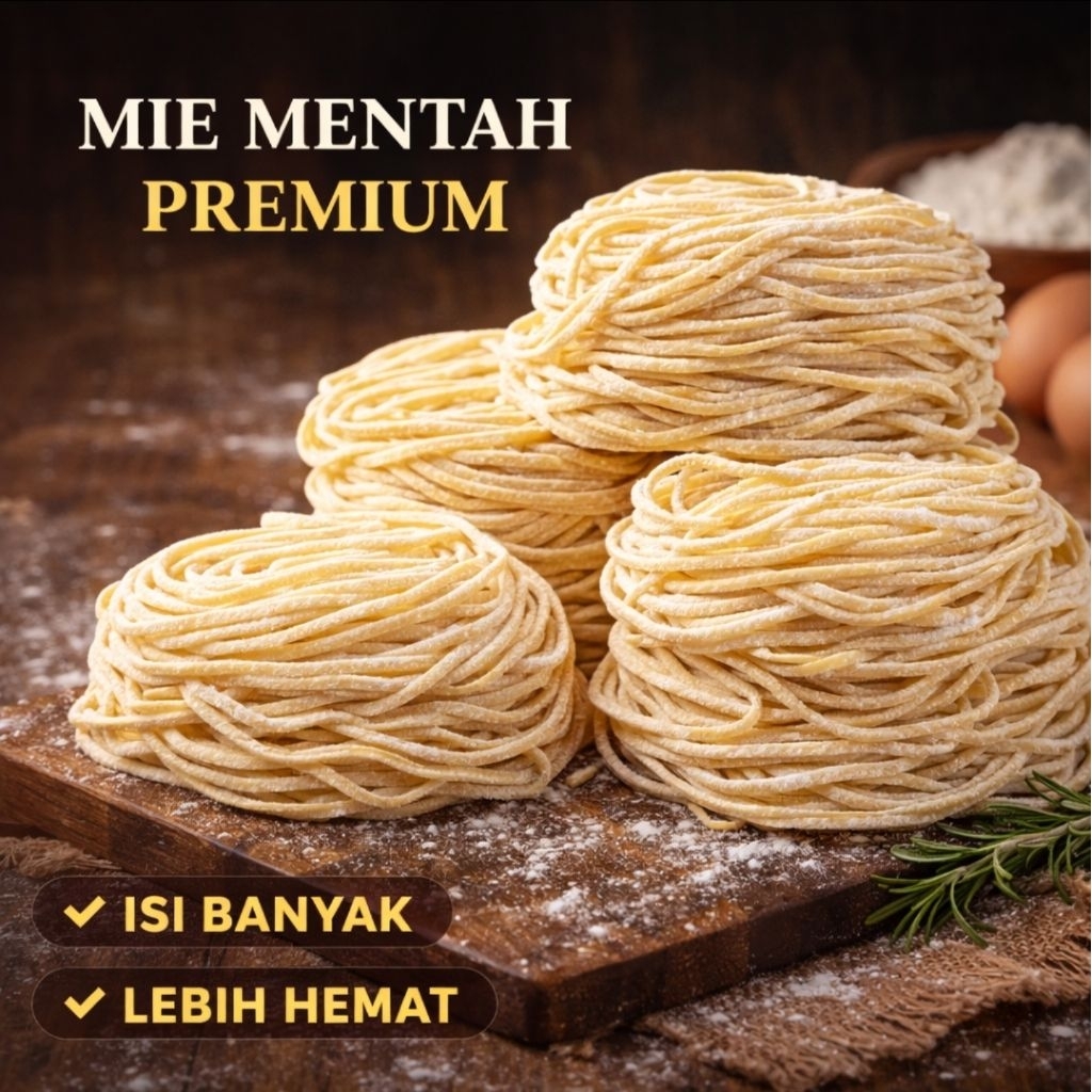 MIE MENTAH MIE BASAH MIE AYAM BULAT 1KG