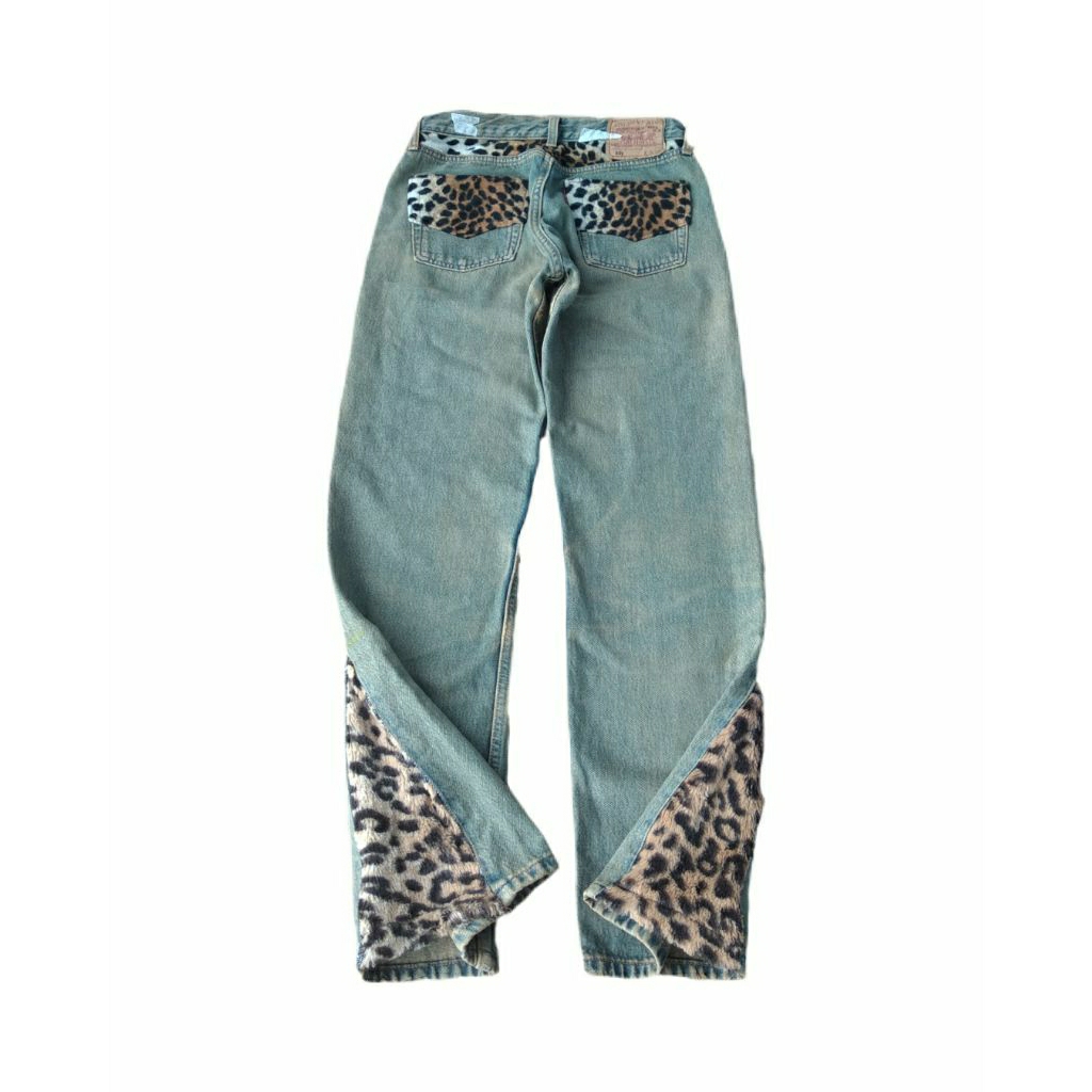 Celana jeans Kombinasi leopard Second Brand Original