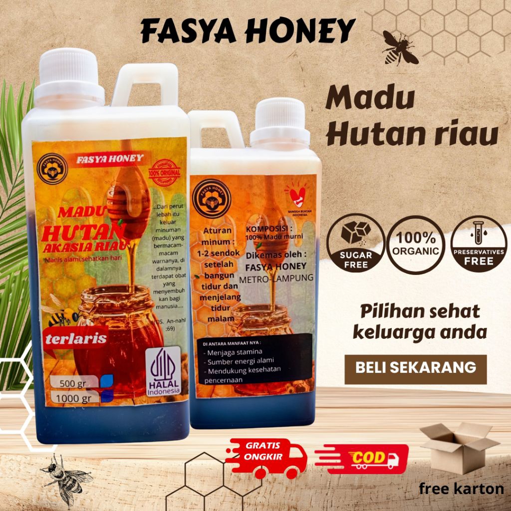 Madu Hutan Akasia Riau Murni  Asli Kemasan 1kg | Madu Hutan