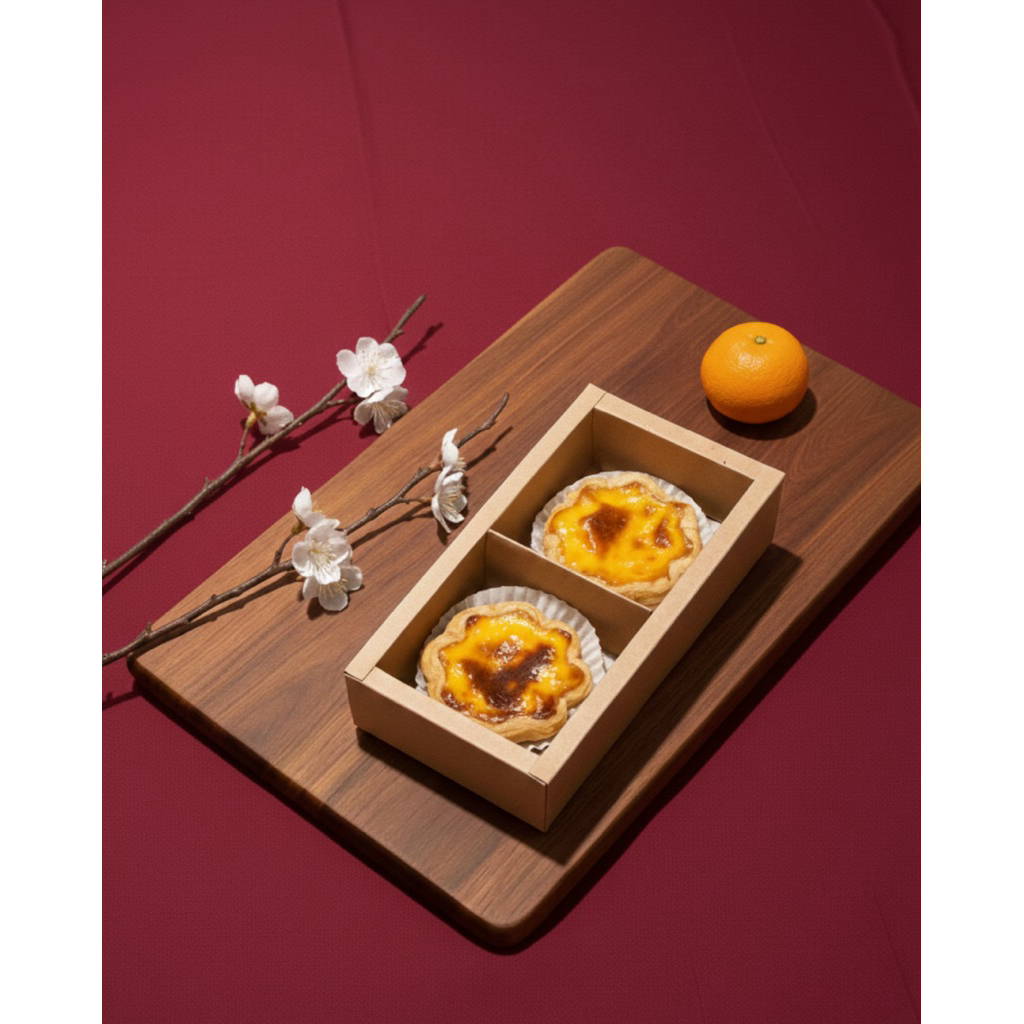 CNY HAMPERS EGG TART BENTUK BUNGA DUO HAMPERS IMLEK ISI 2